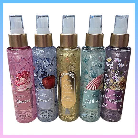 NEW 2026 COLLECTION BATH & BODY DISNEY PRINCESSES DIAMOND SHIMMER MISTS 5PC SET